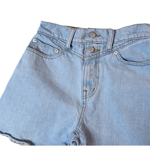 Madewell The Mom Jean Shorts Women’s Size 24 Light Wash High Rise Double Button - Picture 6 of 8